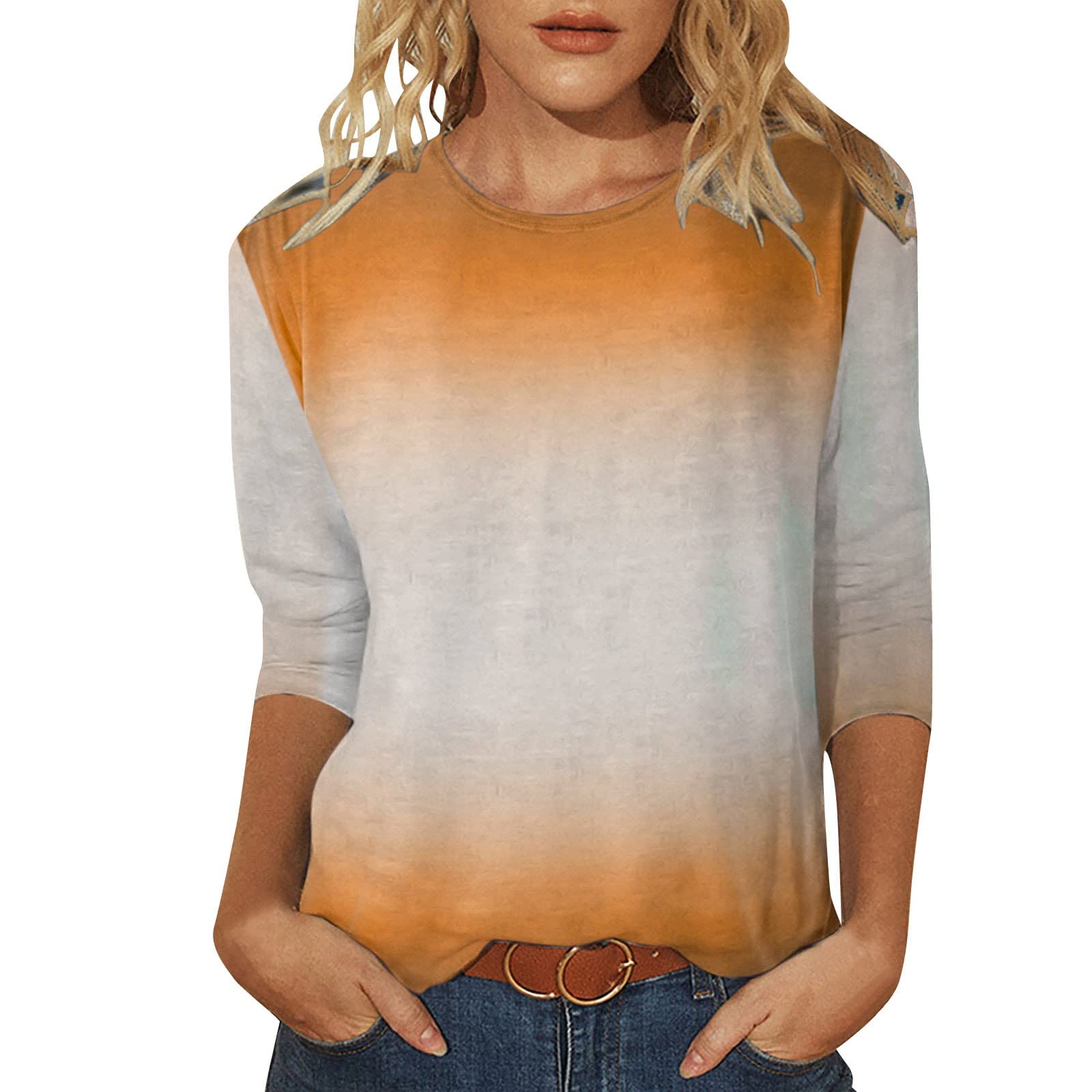 Women's Summer Fashion Printed O-Neck Casual Long Sleeve T-Shirt Blouse - Breathable & Stylish for Work, Travel, and Everyday Wear