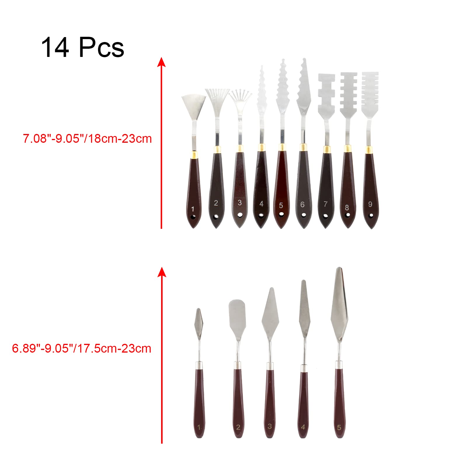 14-Piece Stainless Steel Palette Knife Set with Wooden Handle - Professional Artist Painting Tools for Oil, Acrylic & Canvas - Perfect for Color Mixing, Texture Creation & Art Studio Use