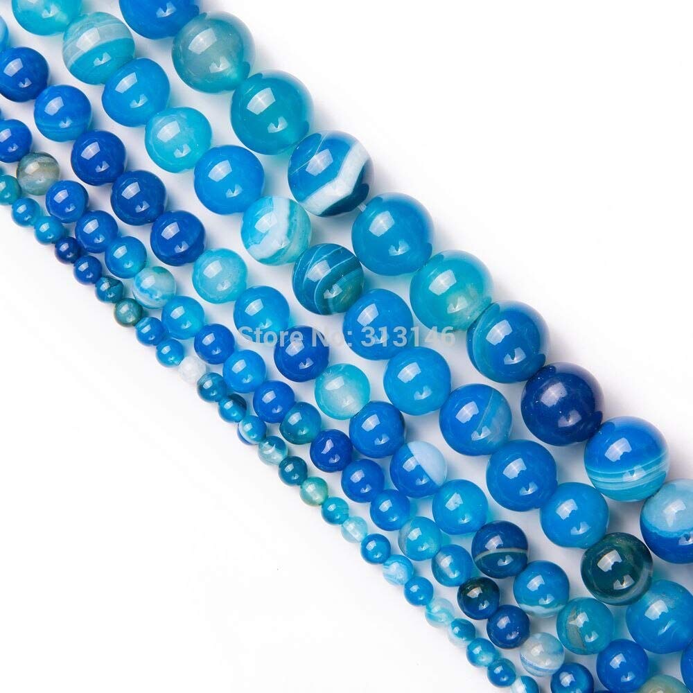 Natural Round Semi-Precious Agate Sardonyx Stone Beads - 8mm DIY Jewelry Making Supplies (48 Pcs, 15