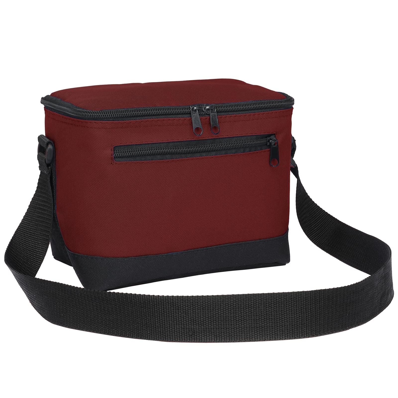 MissMoon Small 6 Can Insulated Lunch Cooler Bag with Adjustable Strap - Portable Cooler Box Tote for Adults, Women & Men in Burgundy - Perfect for Picnics, Work, and Outdoor Adventures