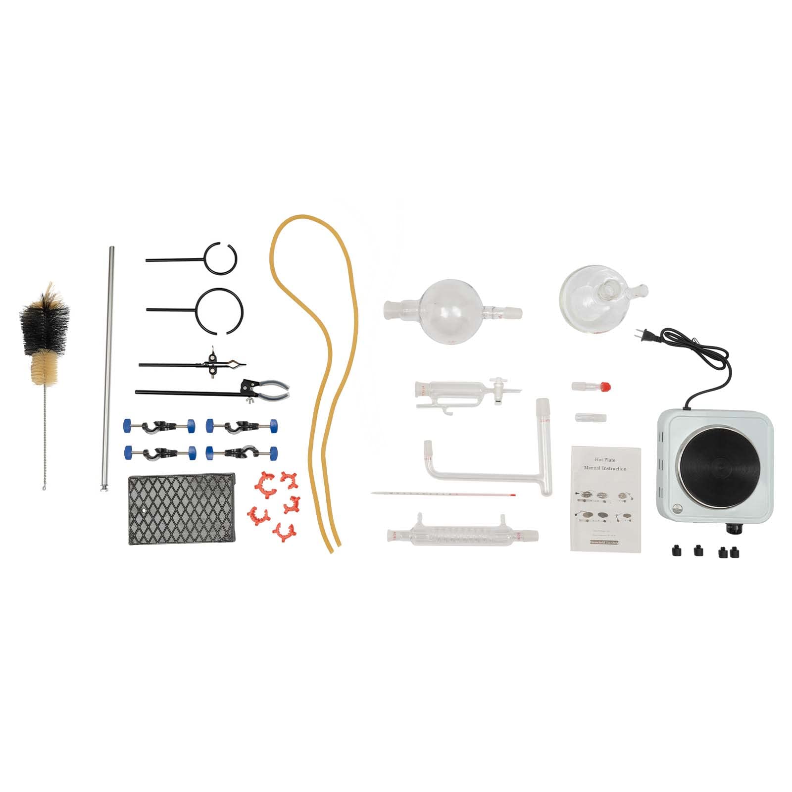 1000ml Essential Oil Distillation Kit with Graham Condenser, Hot Plate & Separator - 1000W 110V Glass Lab Distillation Apparatus for Home DIY, Aromatherapy & Herbal Extracts - Perfect for Essential Oil Making, Hydrosol Production & Small Batch Distilling