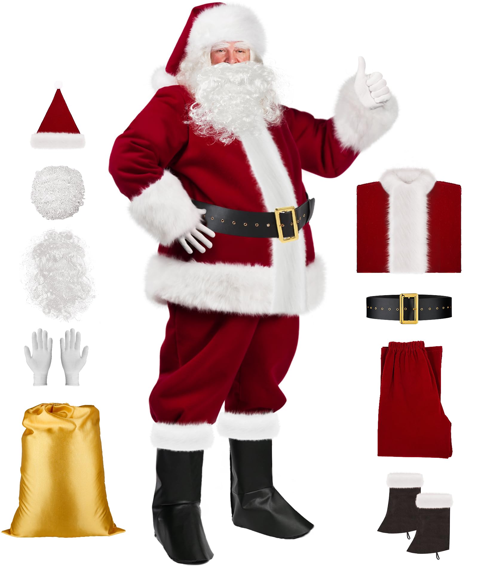 VeMee Santa Claus Costume for Men - Premium Santa Suit & Outfit for Adults - Perfect for Christmas Parties, Holiday Events & Festive Photo Shoots
