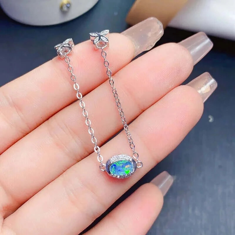 18K Platinum Opal Bracelet for Women - October Birthstone Jewelry Gift | Elegant Stackable Bracelet for Birthday, Anniversary & Special Occasions | FME B014
