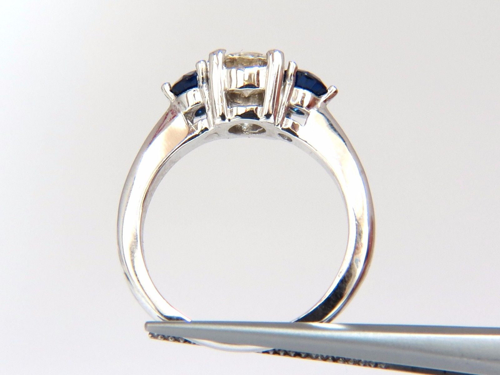 1.44CT Natural Round Diamond & Sapphire Three Stone Classic 14K Gold Ring – Elegant Jewelry for Engagement, Wedding, and Anniversary Gifts