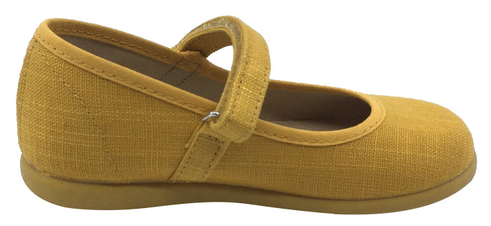 Stylish Mustard Canvas Hook & Loop Mary Jane Shoes for Girls - Perfect for School, Play & Everyday Comfort