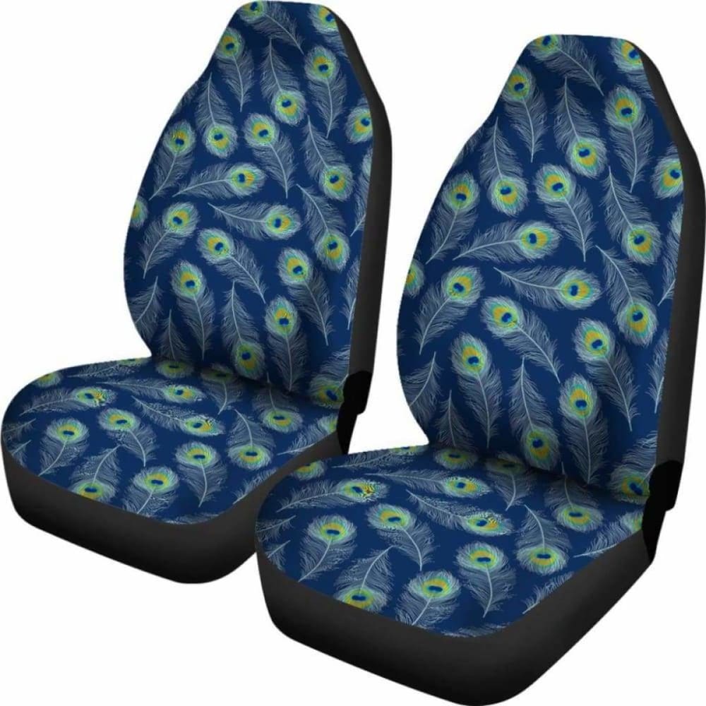 Premium Blue & Green Peacock Feather Car Seat Covers - Universal Fit for Cars, Trucks & SUVs - Stylish Protection for Road Trips & Daily Commutes