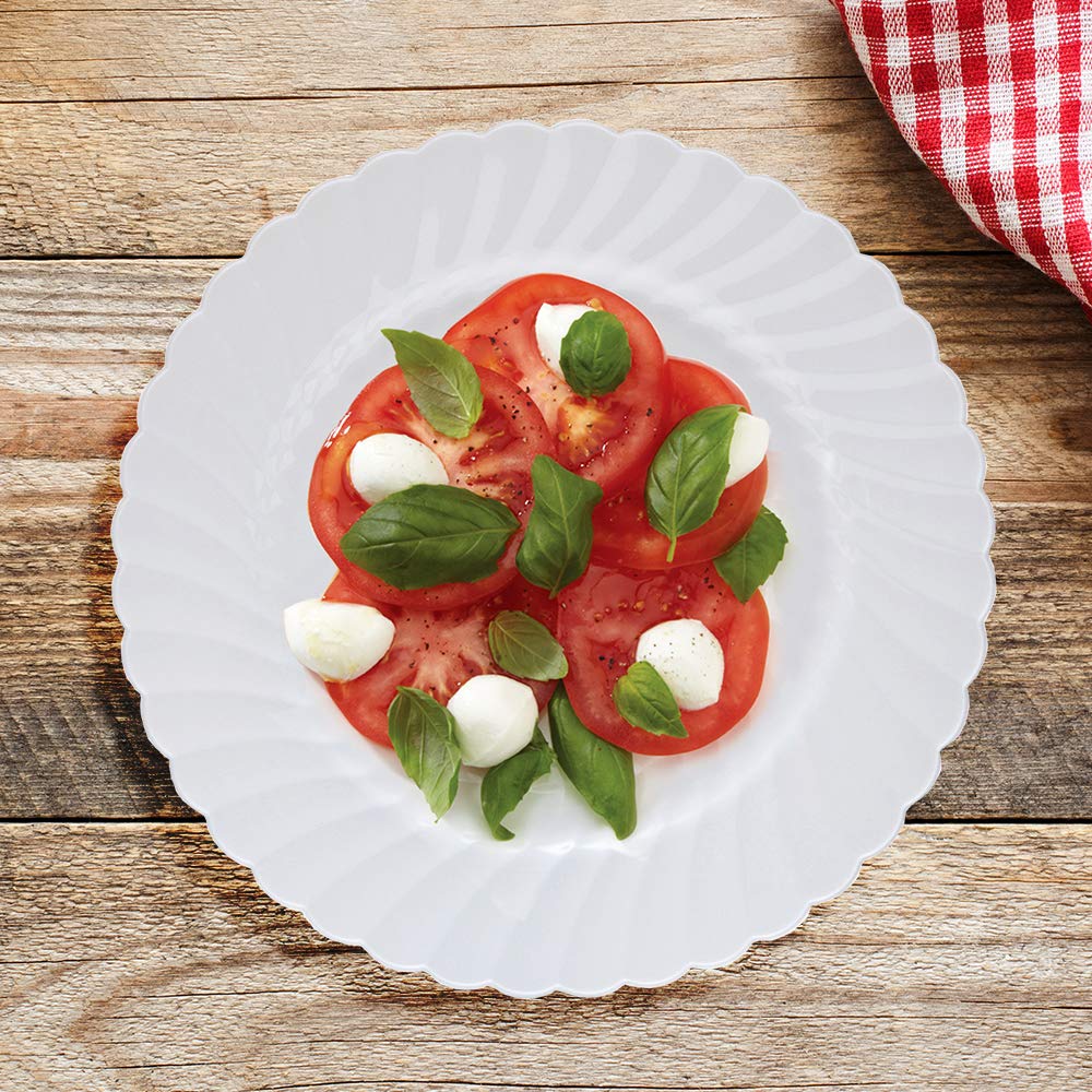 WNA CW75180W Classicware 7.5 Inch White Plastic Plates - Bulk Pack of 180 Disposable Dinner Plates for Parties, Picnics, Catering & Everyday Use