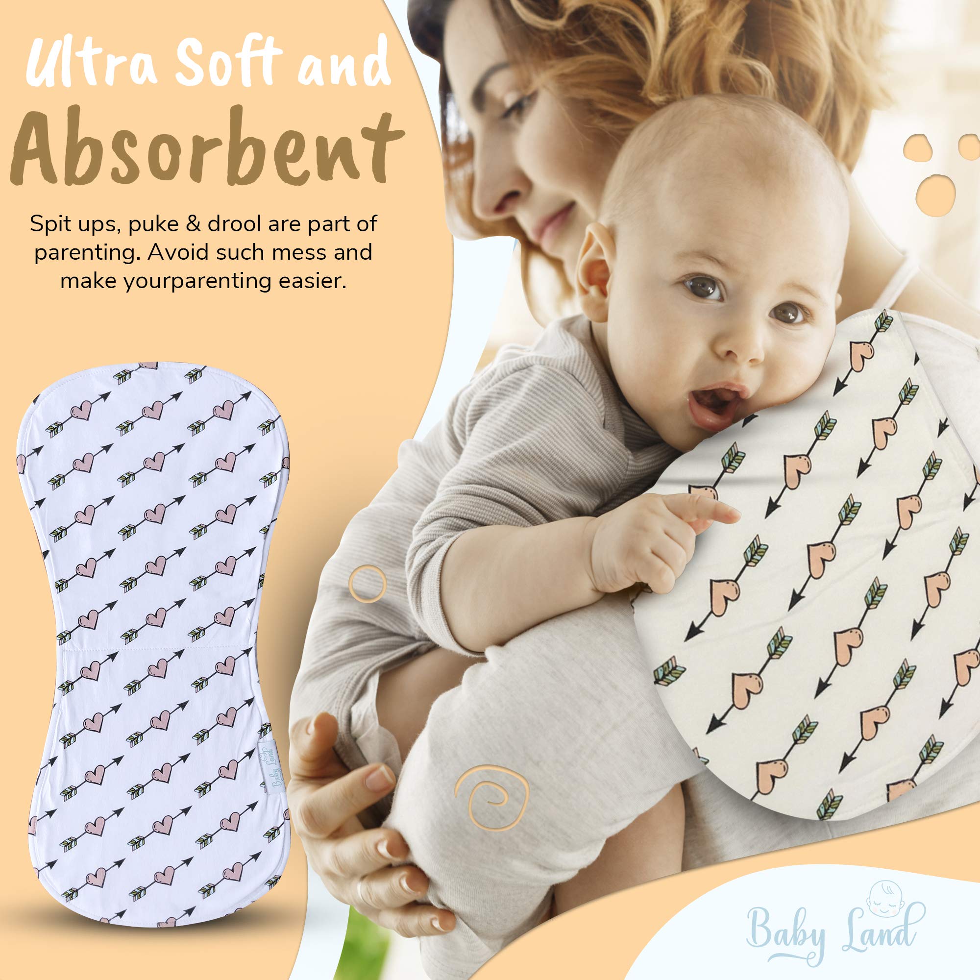 Organic Baby Burp Cloths - 5-Pack Ultra Absorbent Burp Towels for Newborns | Soft Spit-Up Rags for Boys & Girls | Perfect for Feeding, Nursing & Diaper Bag Essentials