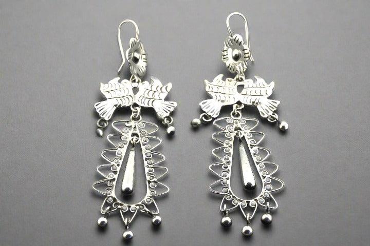 Sterling Silver Floral & Bird Drop Earrings - Elegant Dangle Earrings for Women, Perfect for Weddings, Parties & Everyday Wear