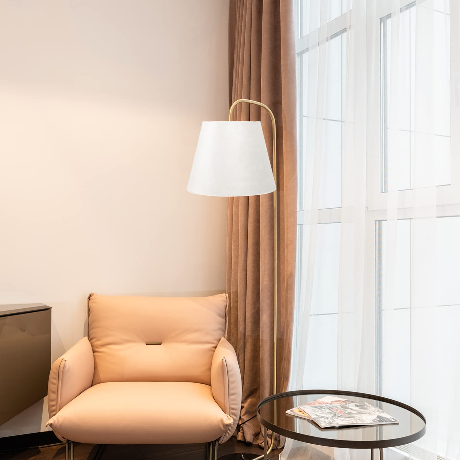 Velvet Lampshade Replacement - 1pc White Chandelier & Desk Lamp Shade with E27 Base - Soft Velvet Fabric for Elegant Home Decor | Perfect for Bedroom, Living Room & Office Lighting