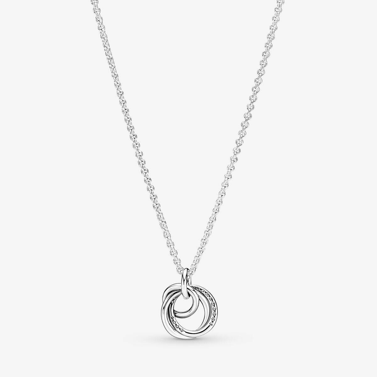 PANDORA Family Always Encircled Pendant Necklace - Adjustable Sterling Silver Necklace with Lobster Clasp & Cubic Zirconia - Elegant Gift for Women - Includes Gift Box (23.6