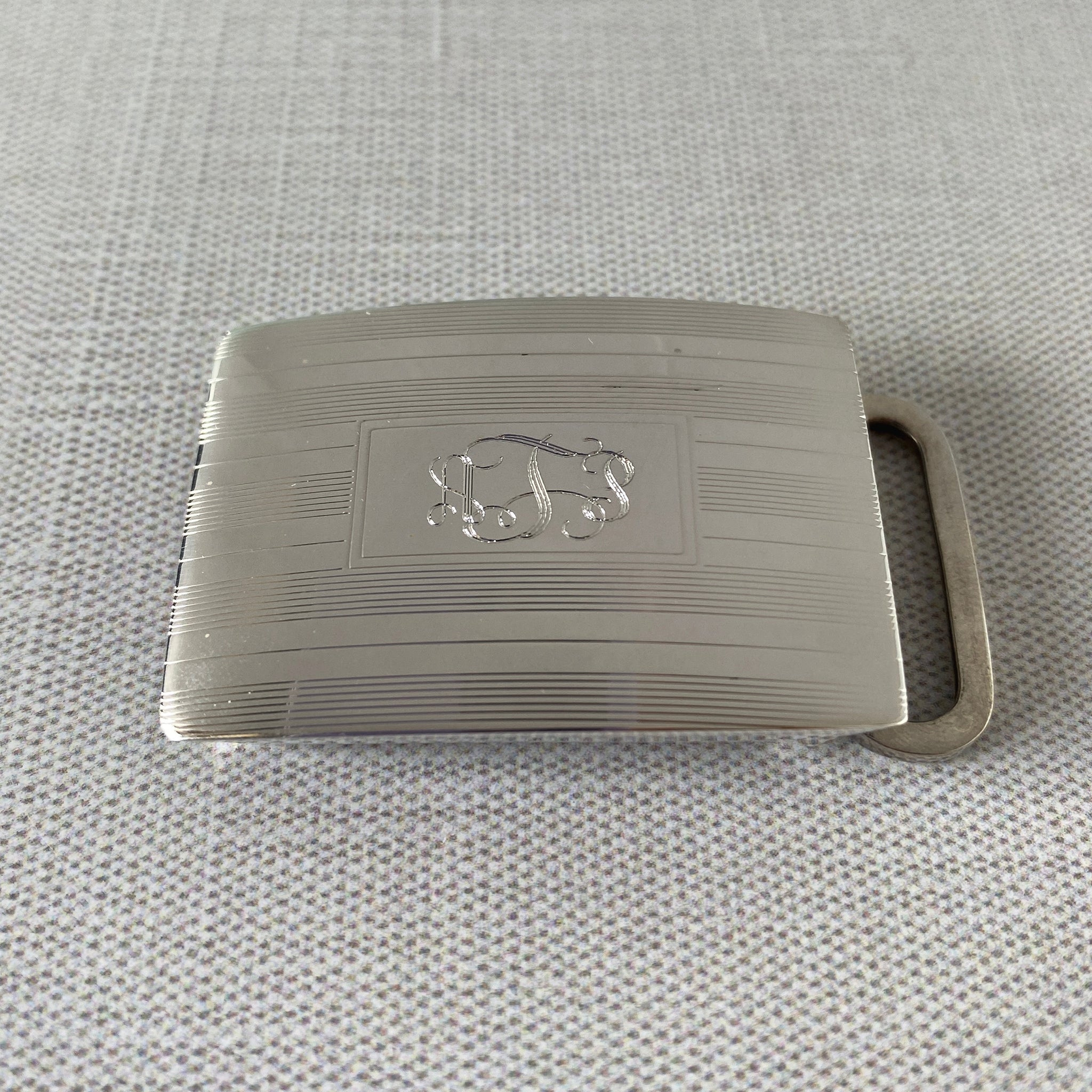 Vintage Engine Turned Sterling Silver Belt Buckle 1 1/8