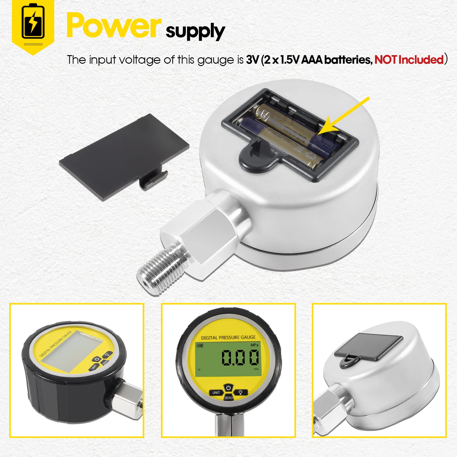 **10000PSI Digital Hydraulic Pressure Test Kit - 1 Gauge, 1 Test Hose, 2 Couplings (700BAR/70Mpa) - Heavy Duty Excavator & Construction Machinery Hydraulic System Testing**    **Usage Scenarios:** Ideal for diagnosing hydraulic leaks, testing pressure in excavators, bulldozers, and other heavy construction equipment.