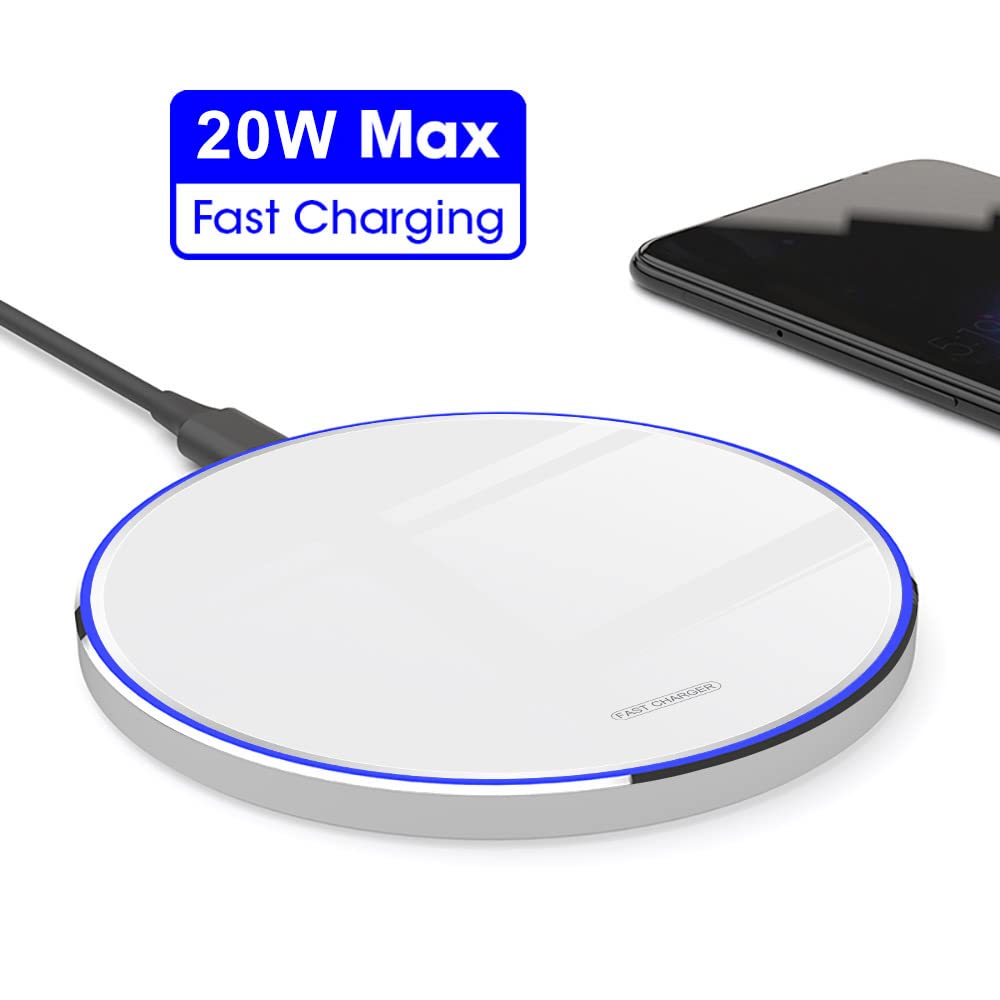 20W Fast Wireless Charger Pad - Compatible with iPhone 16/16 Pro/16 Pro Max/16 Plus/15/14/13/12/11/X & AirPods, Samsung Galaxy S24/S23/S20 & Pixel - Qi-Certified Wireless Charging Mat for Home, Office & Nightstand Use
