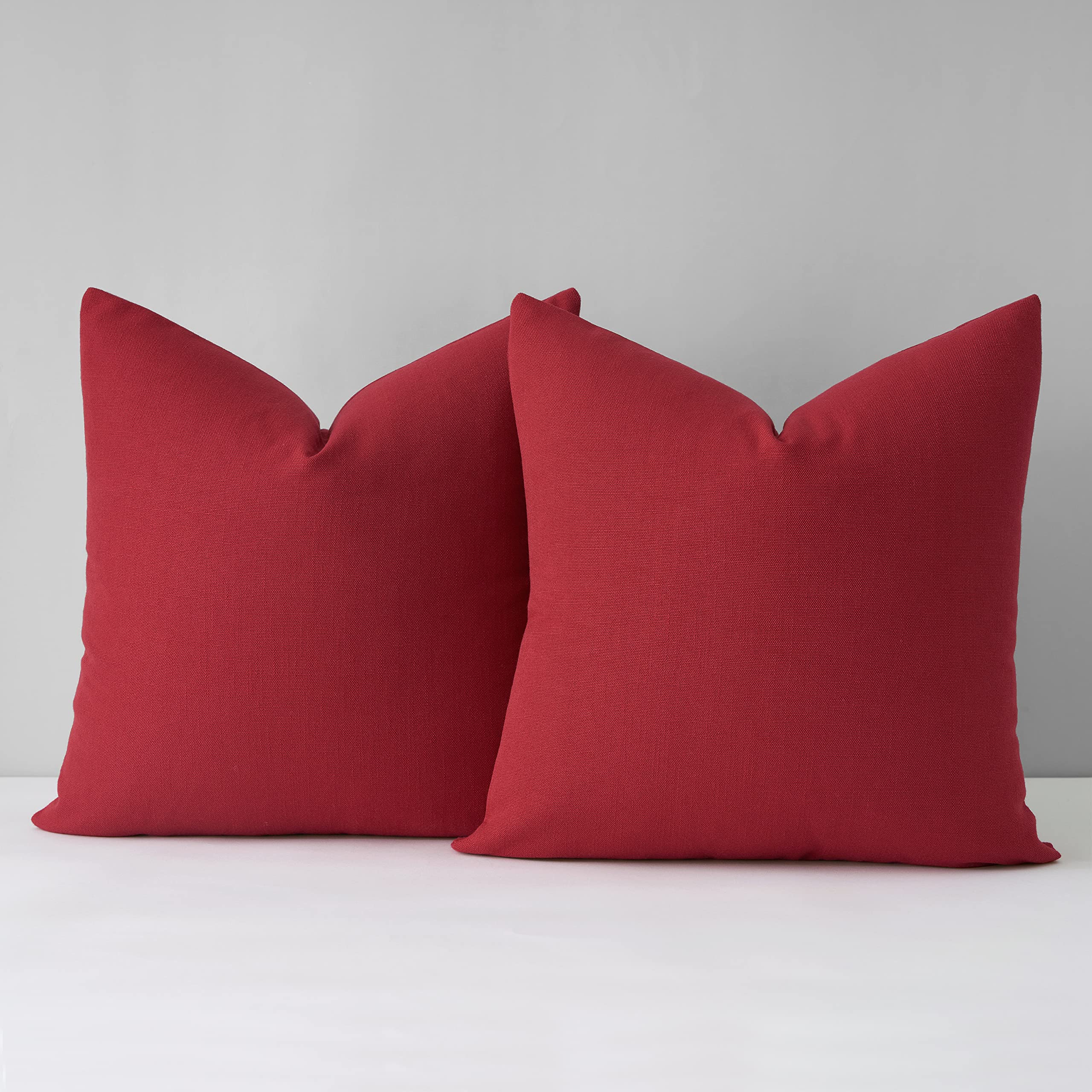 Mixhug Decorative Linen Throw Pillow Covers Set of 2 - 24x24 Inch Farmhouse Style Cushion Covers for Couch, Sofa & Bed - Red Home Decor Accent Pillows for Living Room, Bedroom & Guest House