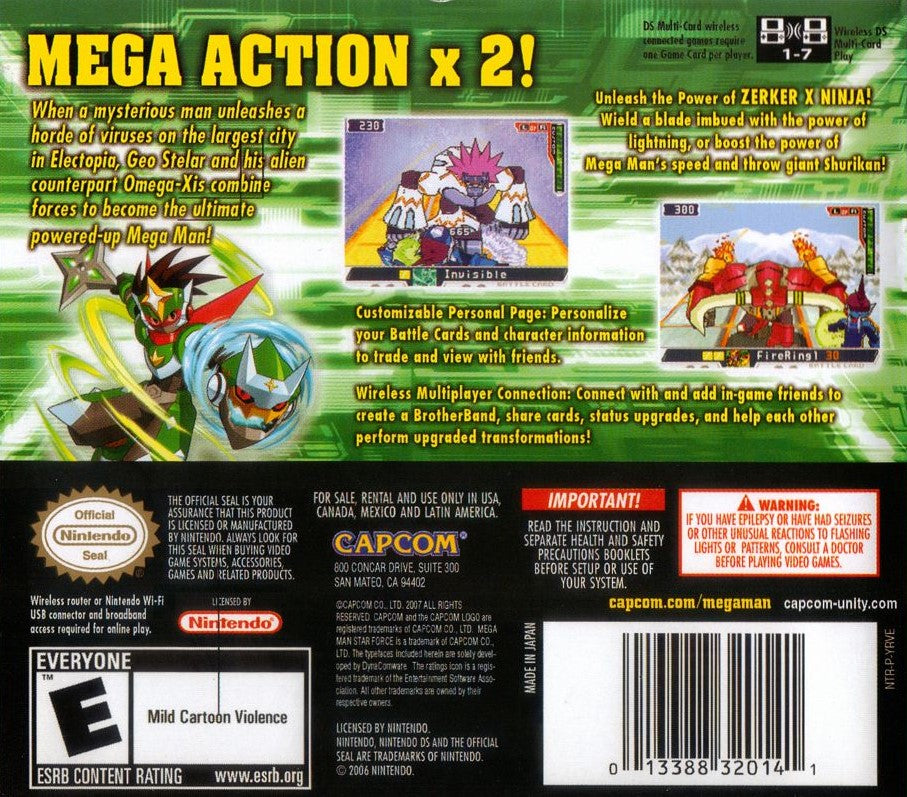 Mega Man Star Force 2 Zerker X Ninja - Nintendo DS Action RPG Game - Perfect for Anime Fans & Retro Gaming Collectors - Great for Travel & Gift Giving