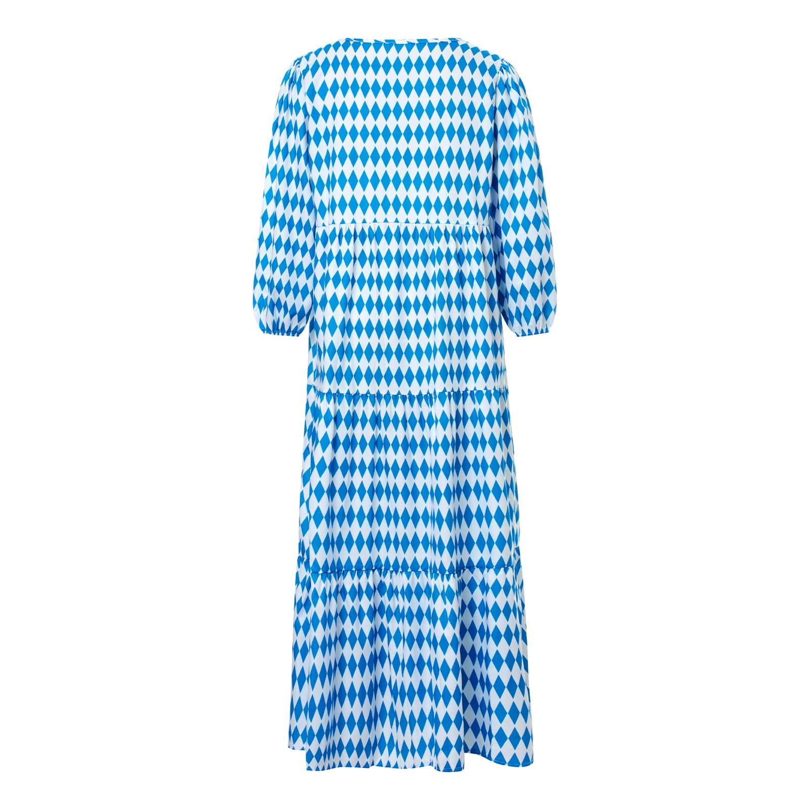 NUFIWI Women's Summer Boho Floral Print V-Neck Maxi Dress with Puff Sleeves - Smocked Waist Tiered Flare Sundress for Beach, Vacation & Casual Outings