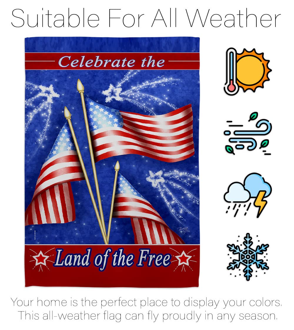 Americana 4th of July House Flag Set - 28x40in w/Flagpole - Patriotic Outdoor Decor