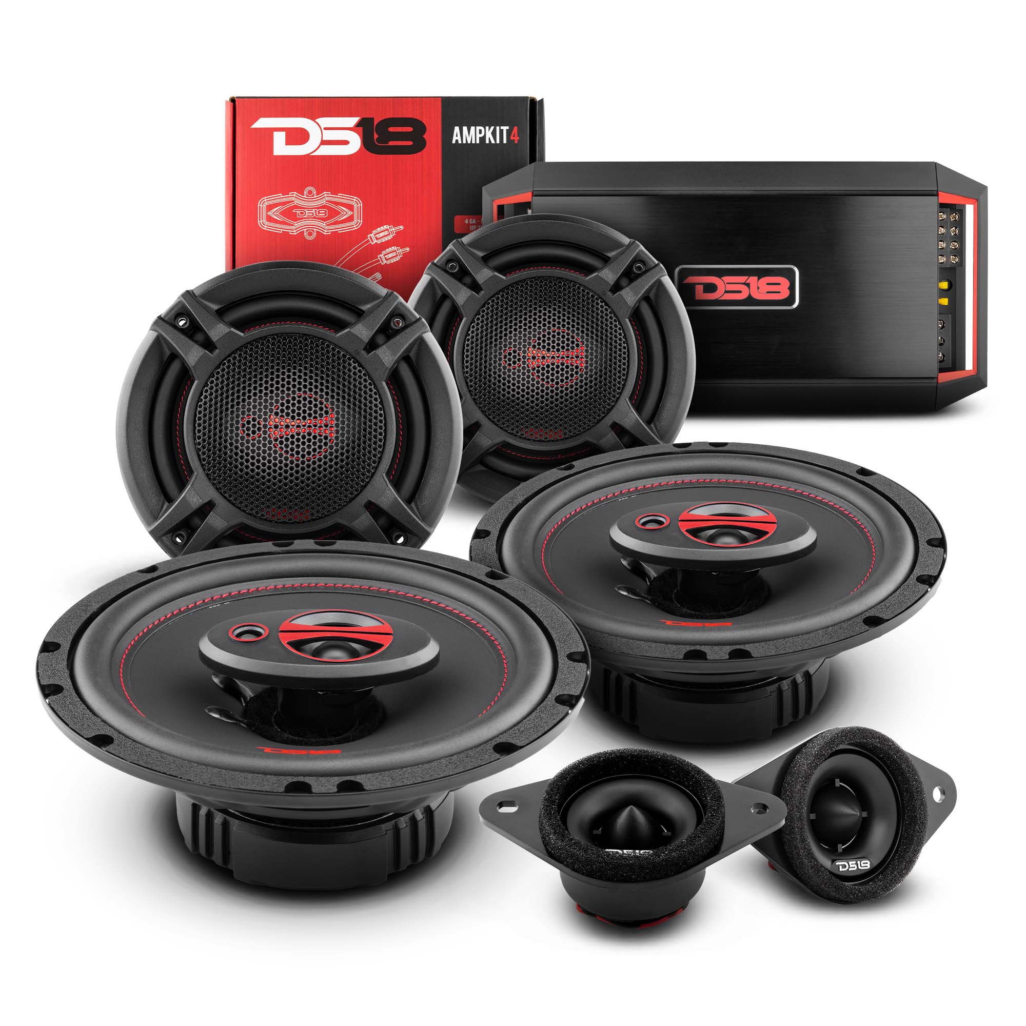 DS18 900W High-Performance Car Audio Speaker System - Front & Rear Door Upgrade for 2014-2018 Toyota RAV4 | Enhanced Bass & Clear Sound for Road Trips & Daily Commuting