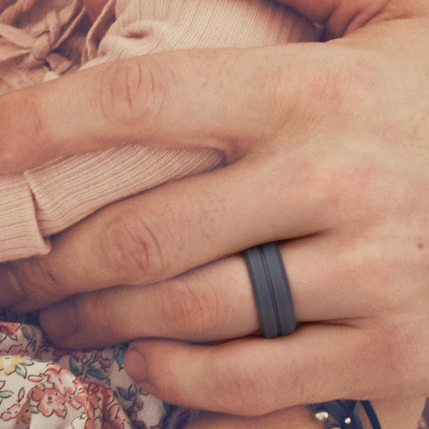 ROQ Silicone Rubber Wedding Ring for Men – Comfort Fit Breathable Band, 8mm Wide 2mm Thick with Engraved Middle Line – Multi Color Pack (Black, Gray, Navy) – Perfect for Gym, Swimming, Travel & Active Lifestyles