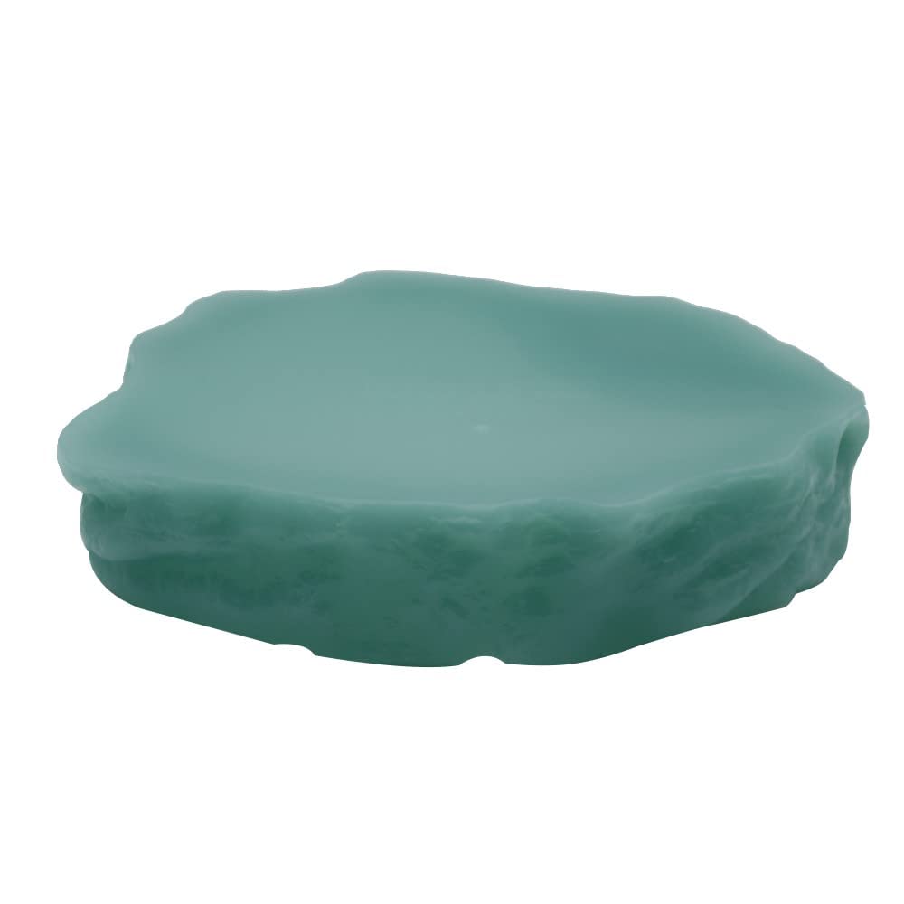 **Glow in the Dark Reptile Water Dish – Resin Rock Food & Water Bowl for Terrarium – Ideal for Leopard Geckos, Lizards, Turtles, Chameleons & More – Perfect for Feeding & Hydration in Low-Light Enclosures (Small, Green-Glow)**