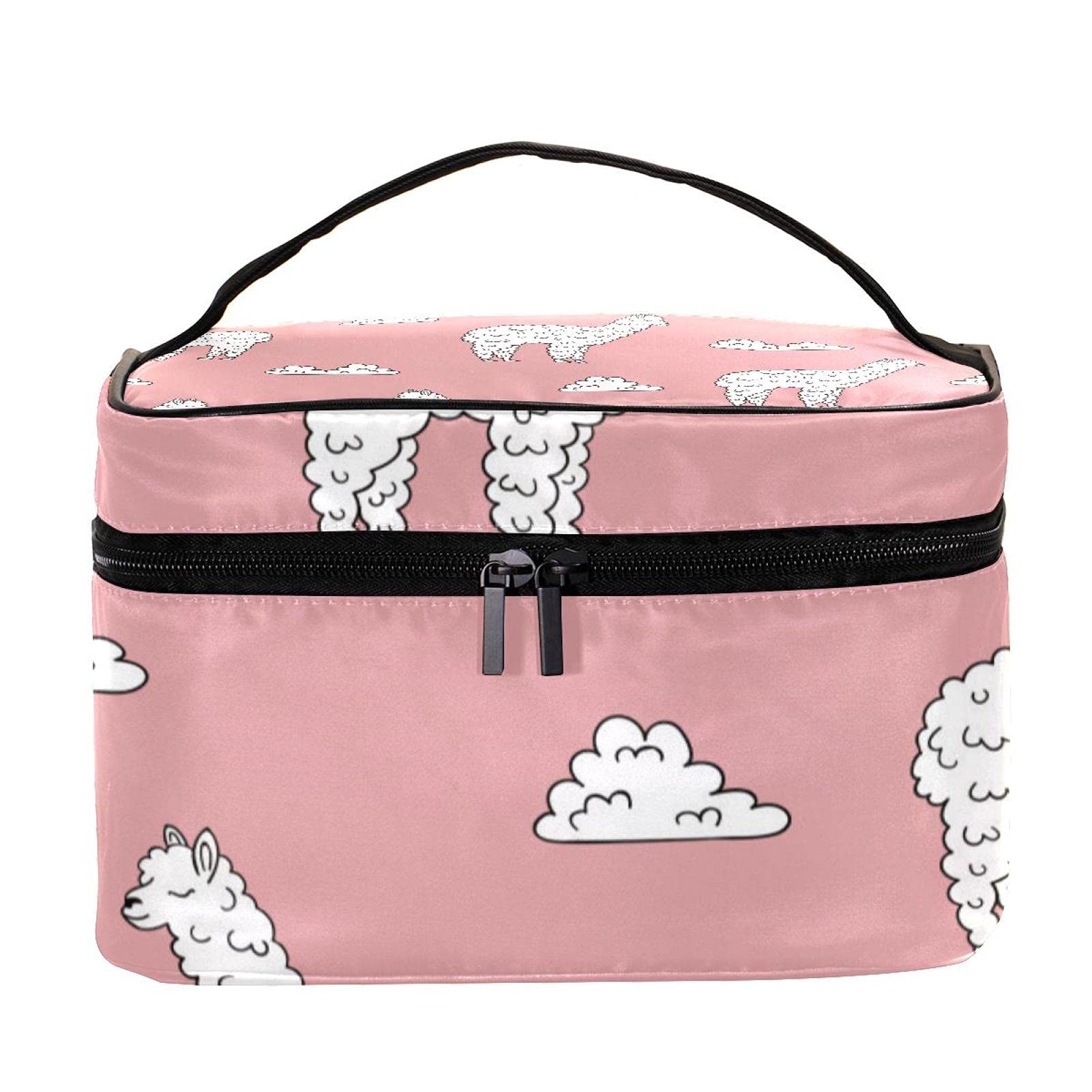 Fluffy Llama Travel Makeup Bag - Large Cute Animal Cosmetic Organizer with Zipper for Women & Girls | Perfect for Toiletries, Makeup Storage & Travel Accessories