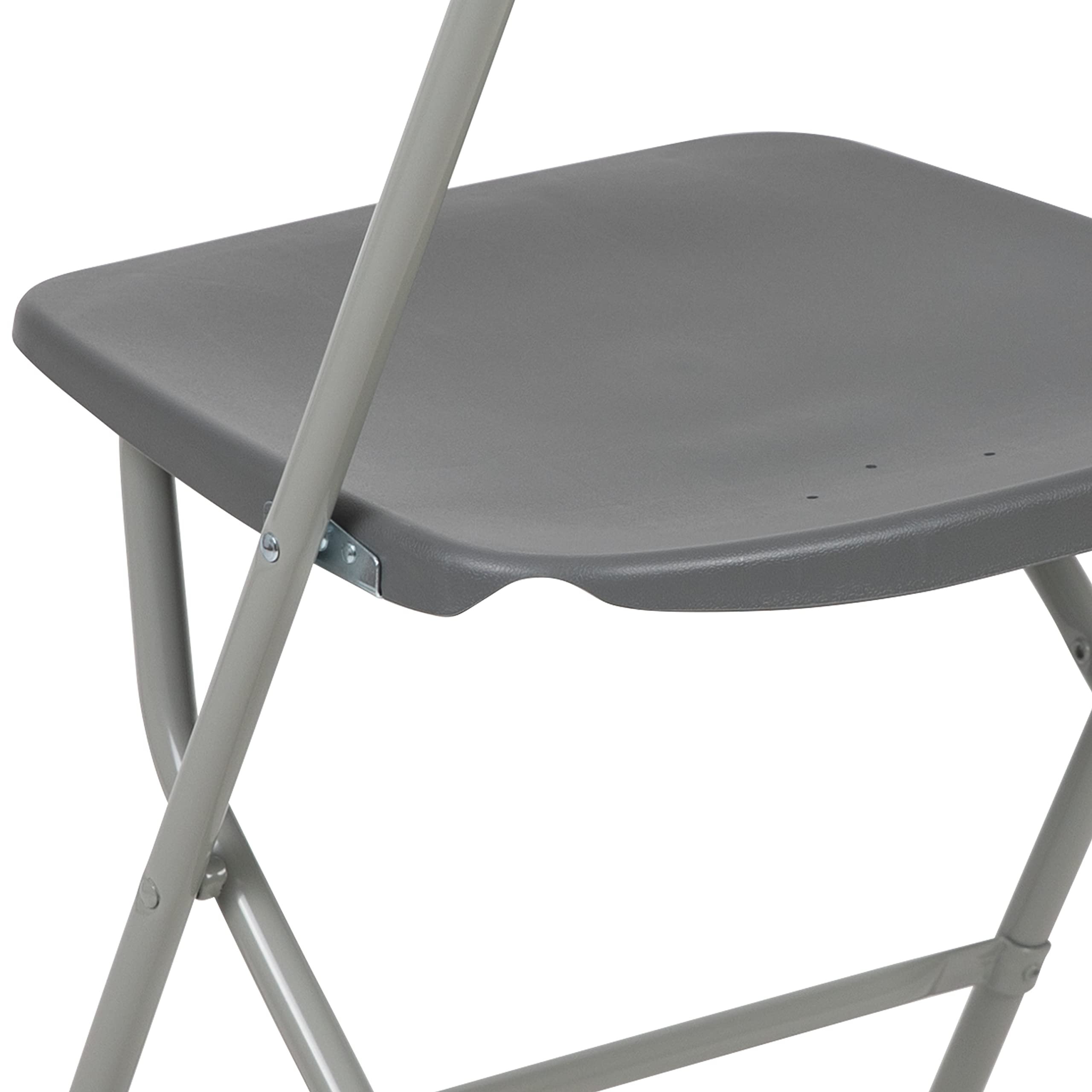 Heavy Duty Folding Chairs 4 Pack - 650LB Capacity Grey Plastic Event Chairs - Lightweight Portable Stackable Chairs for Outdoor Parties, Camping, Picnics & Home Use