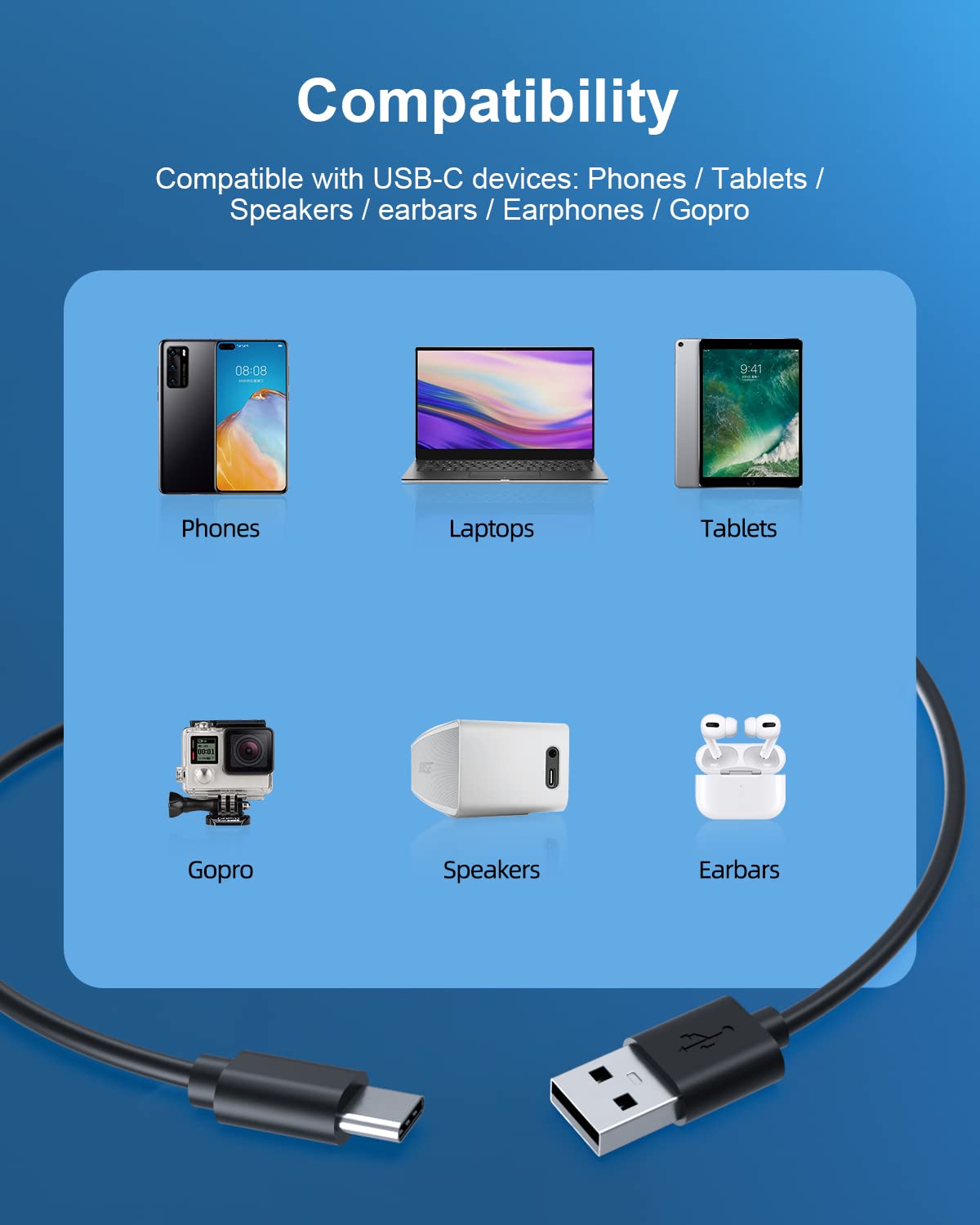 Premium USB-C Charger for JBL Speaker - Fast Charging Cable Compatible with JBL Charge 4, Flip 5, Pulse 4 - Perfect for Outdoor Parties, Travel & Home Entertainment