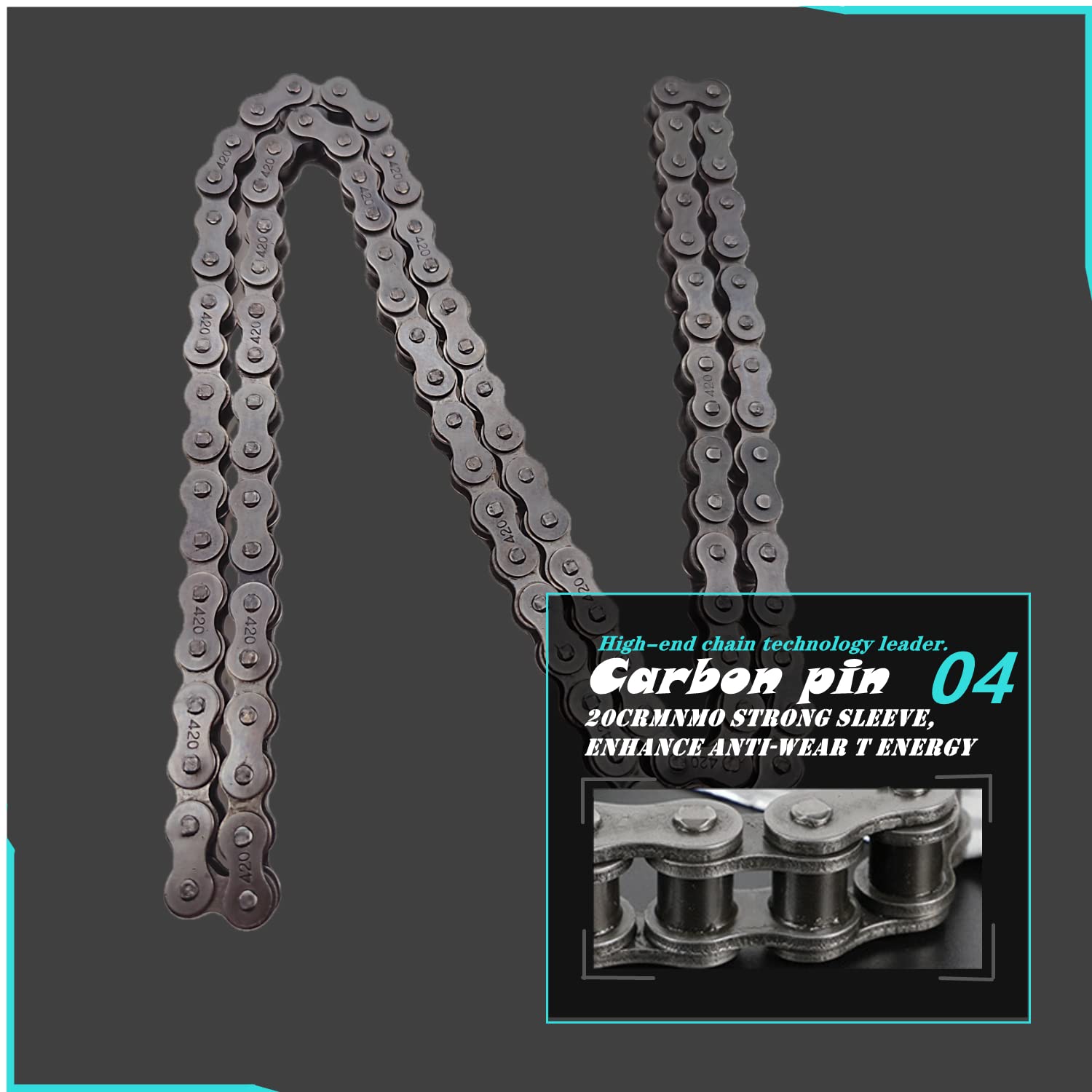 420-42L + 90L Heavy Duty Roller Chain - Industrial Grade Bicycle & Motorcycle Drive Chain for Bikes, Scooters, and Machinery - Perfect for DIY Repairs and Mechanical Projects