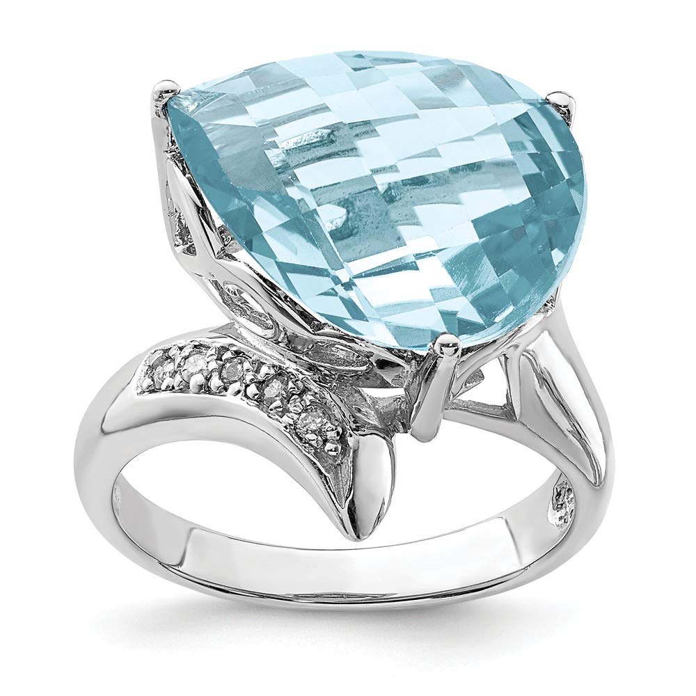 925 Silver Swiss Blue Topaz & Diamond Ring for Engagement