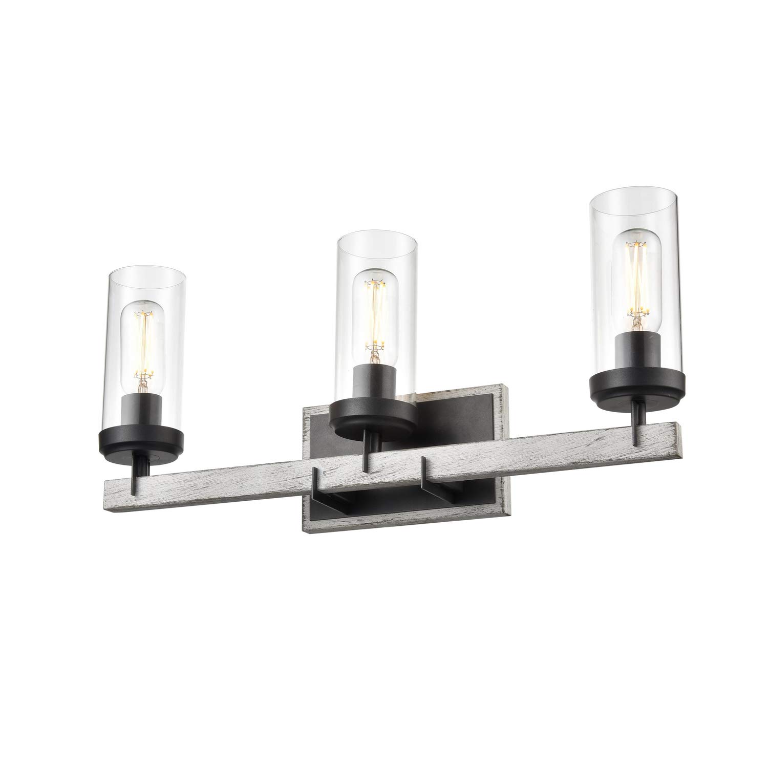 DVP38643GR BIWCL Three Vanity Mirror with Okanagan Graphite Finish on Birchwood and Metal Frame - Perfect for Bathroom, Bedroom Dressing Table and Makeup Station