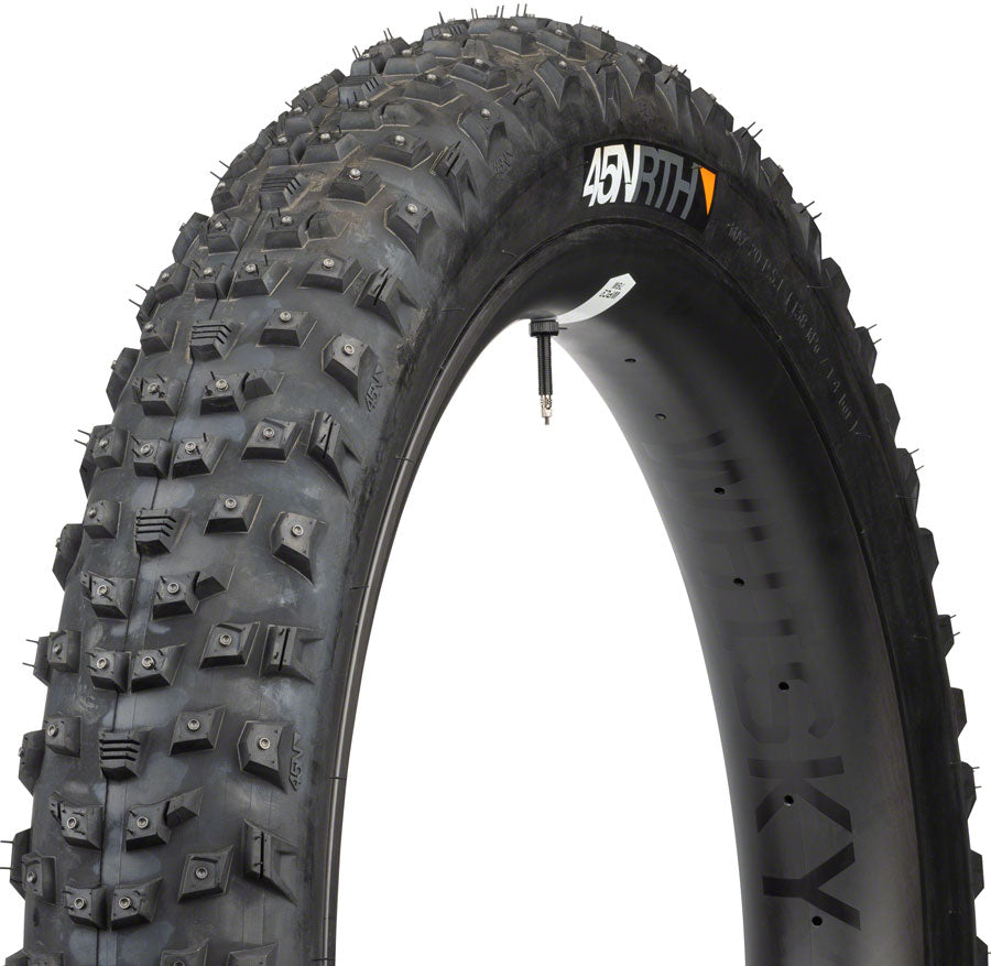 45NRTH Wrathlorde Tire - 27.5 x 4 Tubeless Folding Bike Tire with 120 TPI & 300 XL Concave Carbide Studs - Black - Perfect for Winter Mountain Biking and Snow Trail Cycling