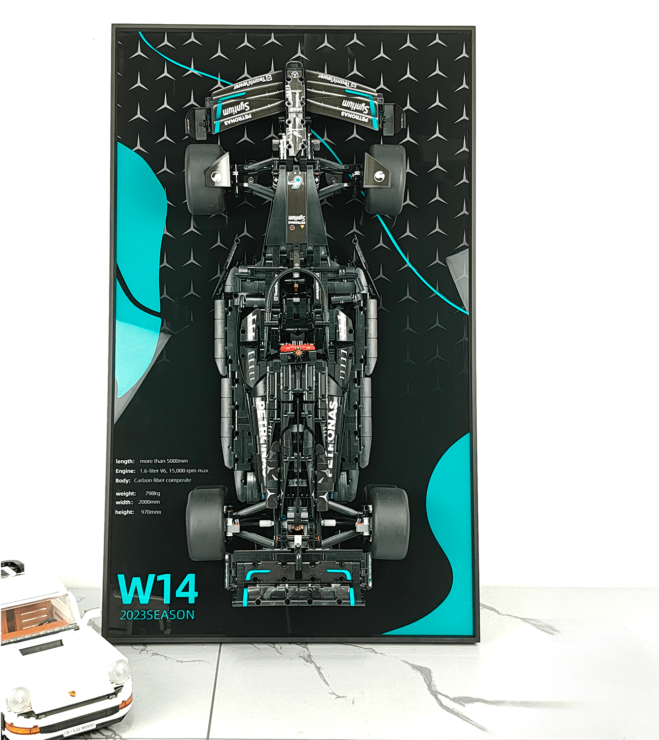 Lego Mercedes AMG F1 W14 E (42171) Display Wall Mount Frame - Premium Car Model Stand for Lego Technic Sets - Perfect for Home Office Decor, Toy Car Collection Display & Gift for F1 Fans