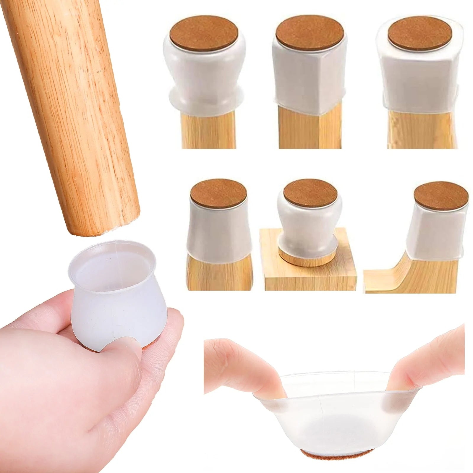 16-Piece Silicone Furniture Leg Protectors - Non-Slip Floor Protectors for Chairs, Tables & Couches | Scratch & Noise Reduction for Hardwood & Tile Floors | Home & Office Use