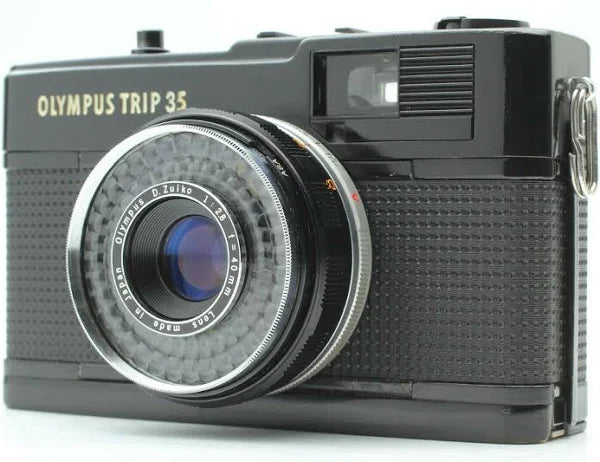Vintage Olympus TRIP 35 Film Camera - Black (Used/Refurbished) | Classic 35mm Point & Shoot Camera for Travel, Street Photography & Collectors