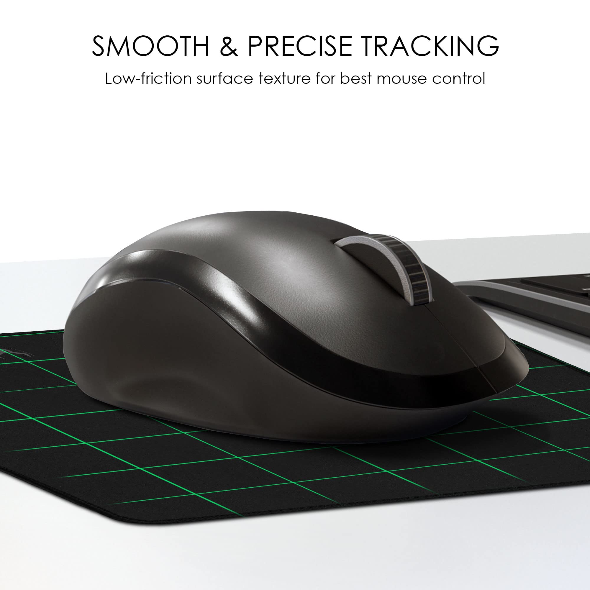 Premium iSOUL Mouse Pad - Non-Slip Rubber Base, Durable Stitched Edges, Smooth Neoprene Surface for Laser & Optical Mice - Perfect for Gaming, Office & Home Computer Workstations (Black)