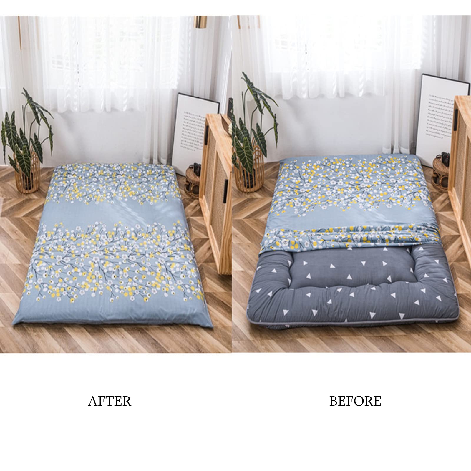 Japanese Futon Mattress Cover - Full/Queen/King/Twin Size Zippered Floor Mattress Protector - Waterproof & Dustproof Sleeping Pad Cover for Bedroom, Dorm, RV, Camping (King Size: 135x200cm/53x79in) - Perfect for Home, Travel & Guest Accommodations