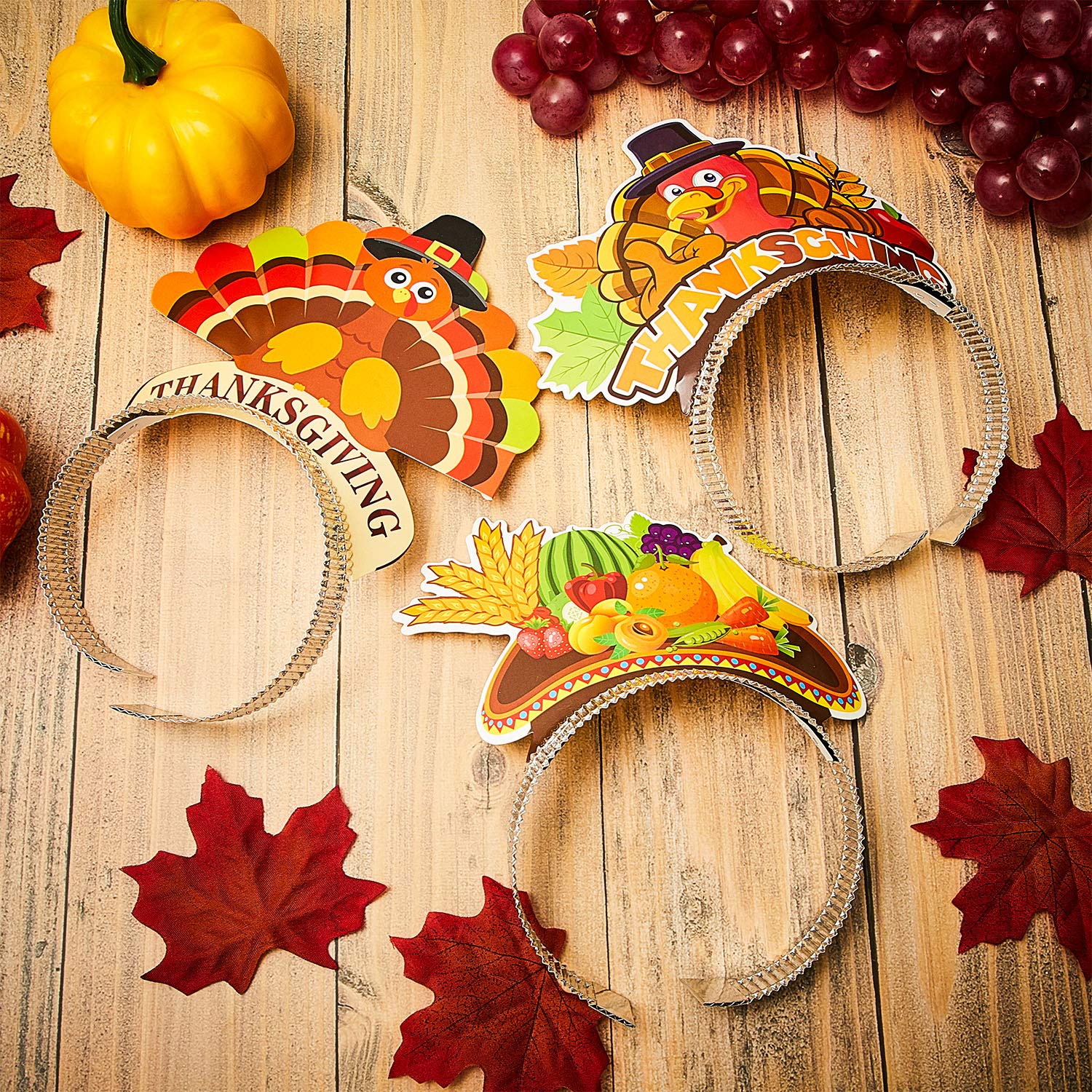 12 Pack Thanksgiving Turkey Headbands - Fun Holiday Party Favors for Thanksgiving, Birthday & Themed Events - Perfect for Festive Decorations & Costume Accessories
