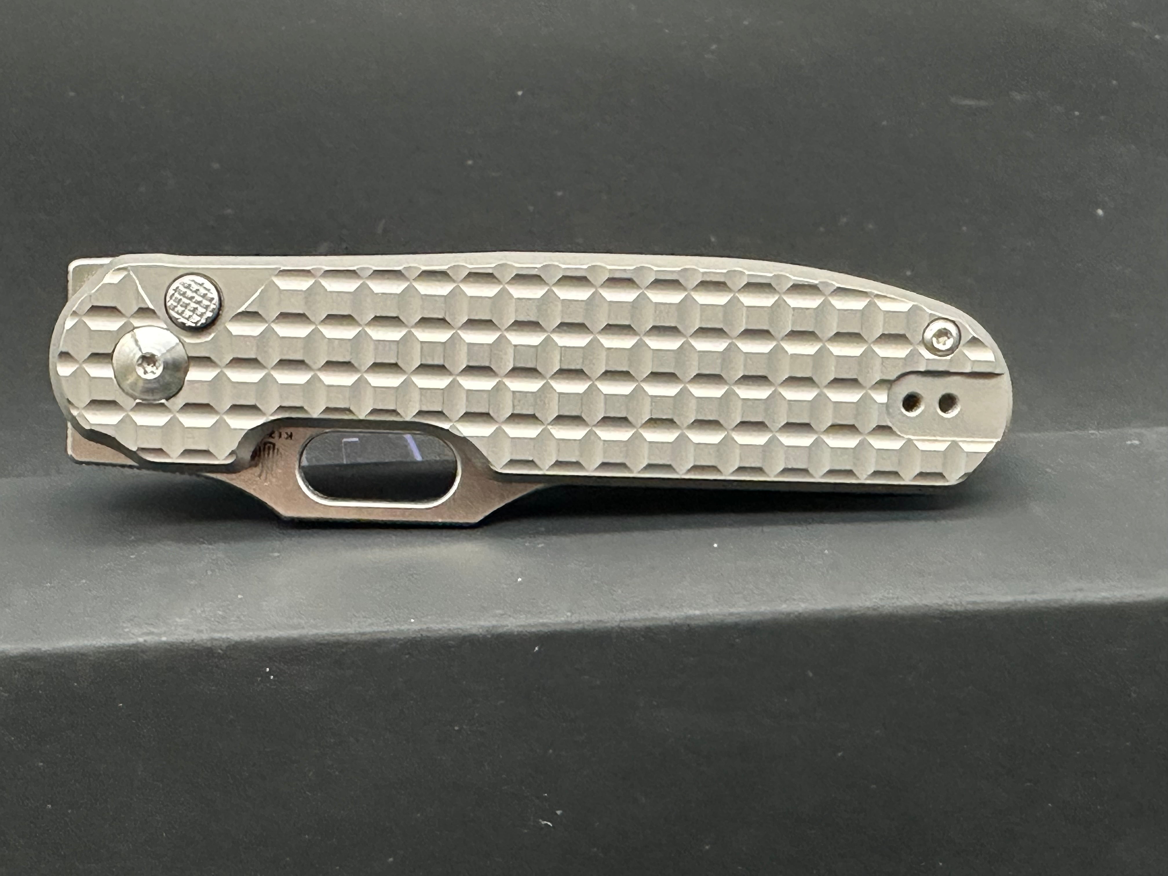 Kizer Cormorant Textured Titanium Button Lock Folding Knife - 20CV Steel Blade, EDC Pocket Knife for Outdoor, Camping, and Everyday Carry