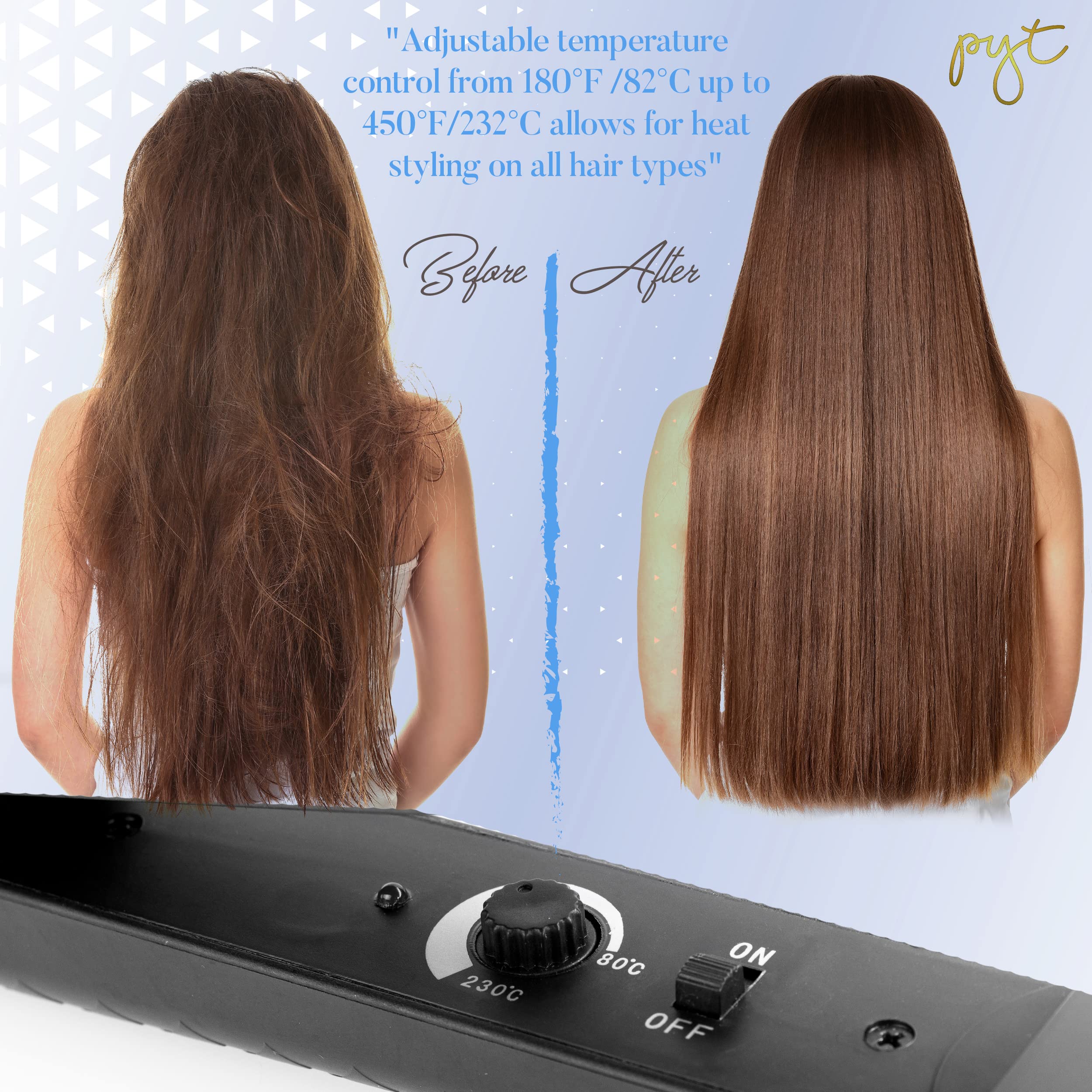 Professional Ceramic Flat Iron Hair Straightener - Pyt Styling Tool for Smooth & Shiny Hair (Black) | Perfect for Home Use, Salon Styling & Travel