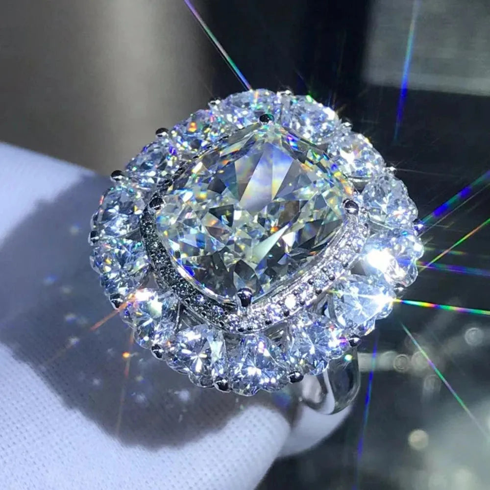 WUIHA 925 Sterling Silver Radiant Cut 6 Carat 3EX VVS D Color Lab-Created Moissanite Engagement Ring - Custom Wedding Jewelry for Proposals & Anniversaries