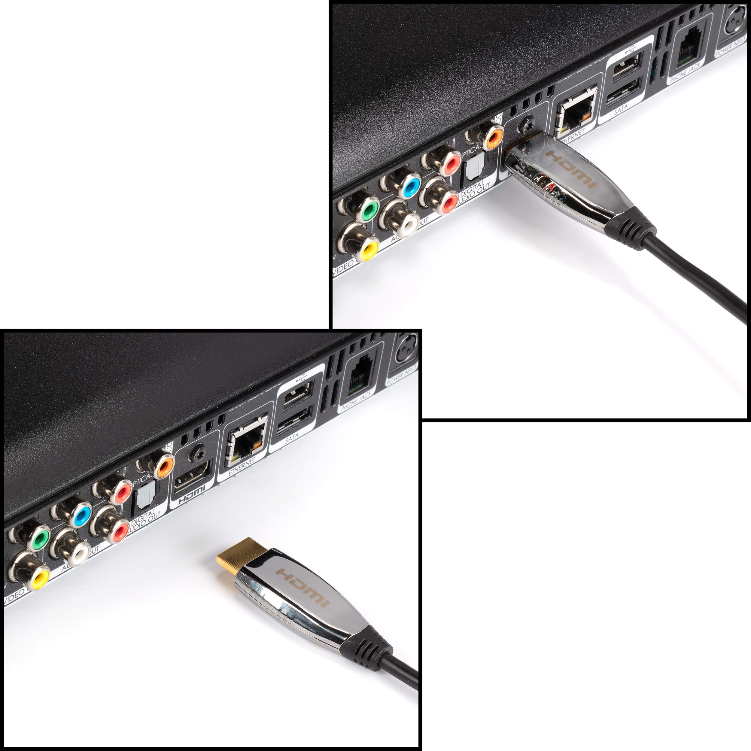 Premium 75ft 4K Fiber Optic HDMI Cable - Ultra High Speed 18Gbps, 4K@60Hz, HDR, HDCP 2.2, ARC, 3D Ready - Gold-Plated Hybrid Connectors for Home Theater, Gaming & Professional AV Setups
