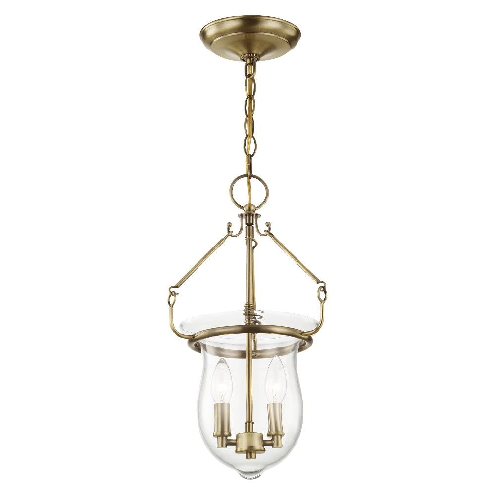 Livex Lighting 50294-91 Brushed Nickel Pendant Light Fixture with Clear Glass Shade - Modern Ceiling Light for Kitchen Island, Dining Room, and Entryway