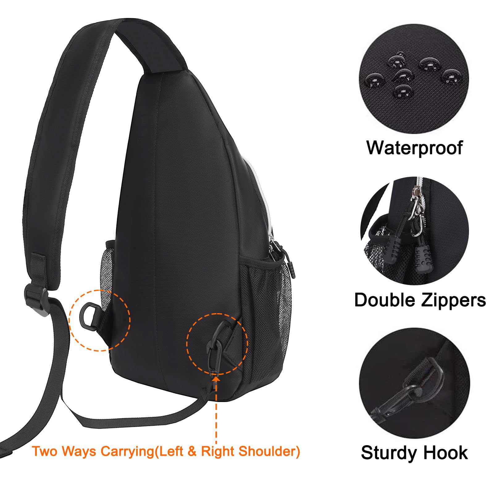 MOSISO Sling Backpack - Lightweight Crossbody Shoulder Bag for Travel, Hiking, Work & School | Water-Resistant Multipurpose Daypack for Men & Women | Perfect for Commuting, Outdoor Adventures & Daily Use