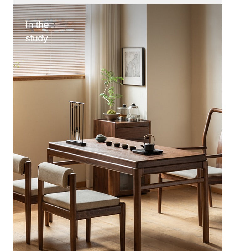 Premium Black Walnut Solid Wood Tea Table - Handcrafted Rustic Coffee Table for Living Room, Perfect for Tea Ceremony, Reading Nook & Cozy Home Decor