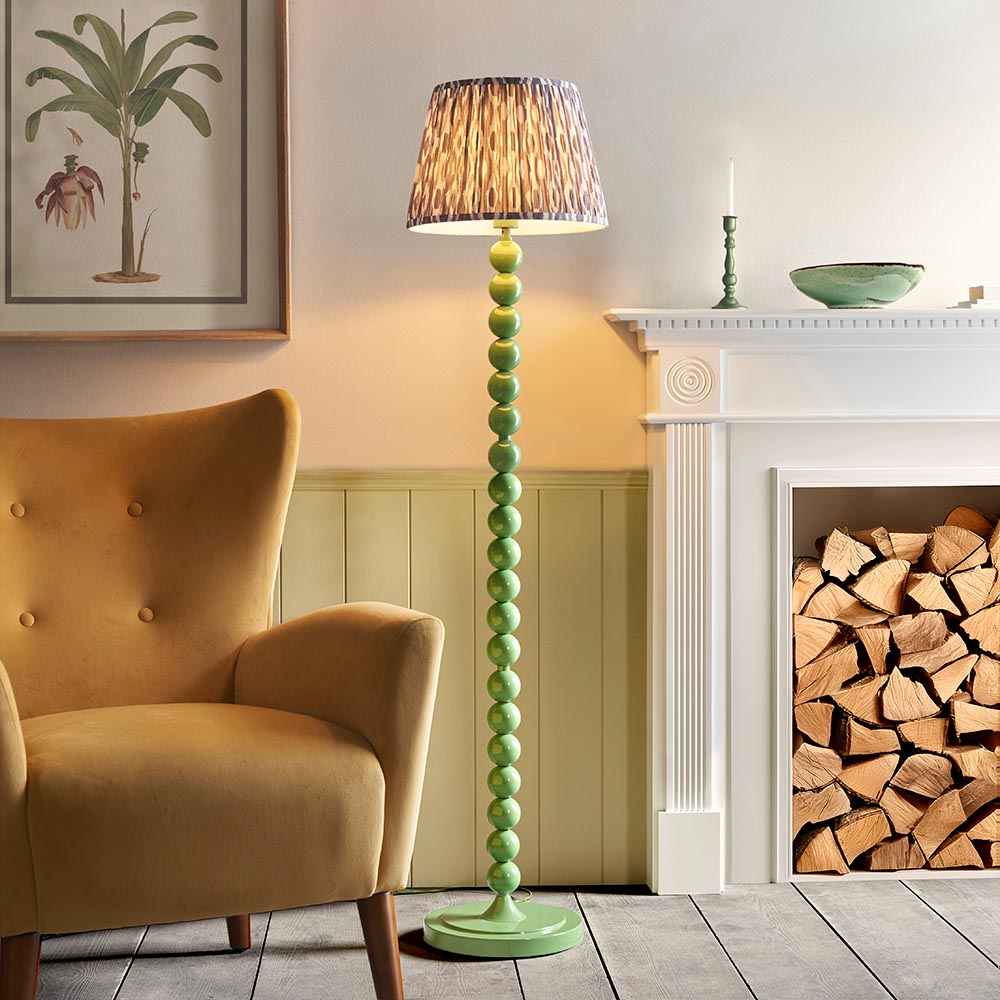 Auralis Ikat Floor Lamp with E27 Socket - Modern Handwoven Design for Living Room, Bedroom & Office Lighting