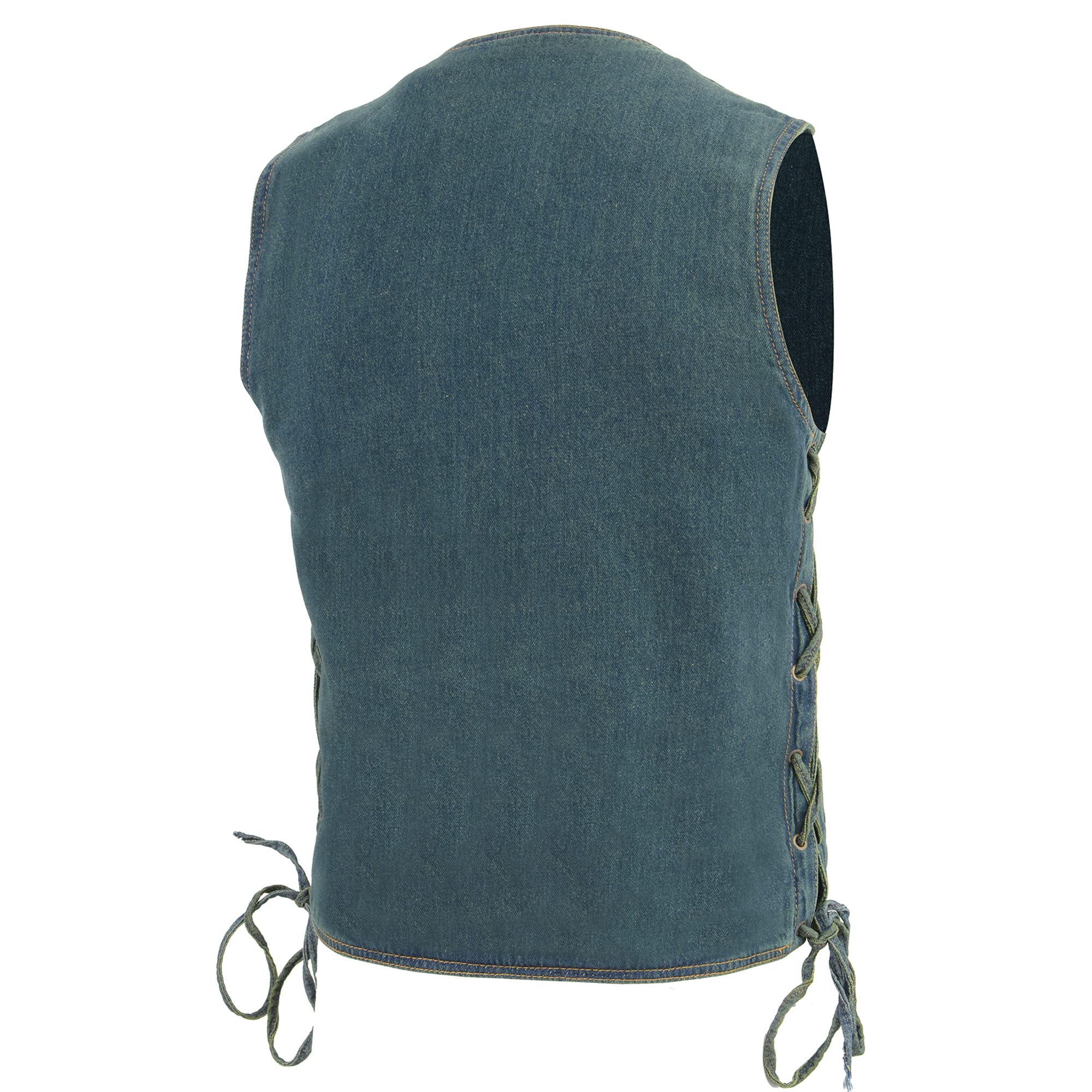 Milwaukee Leather Men's Blue Side Lace Denim Vest with Chest Pockets - Stylish Biker Jacket for Motorcycle Riding & Casual Outfits