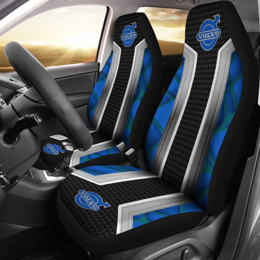 Premium Volvo Blue & Black Themed Printed Car Seat Covers - Universal Fit for Most Volvo Models - Perfect for Road Trips, Daily Commutes & Interior Protection (Model 210901)