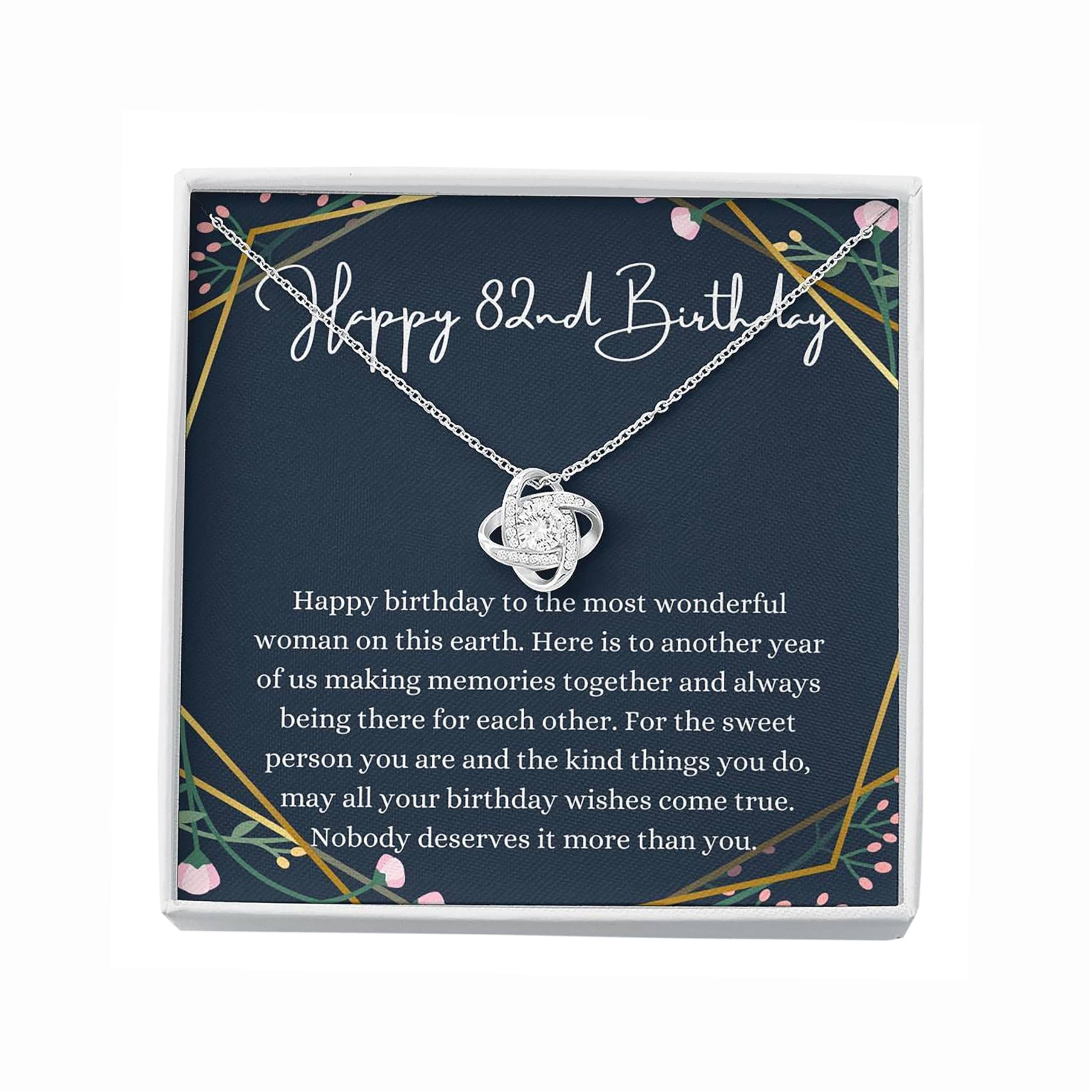 **Handmade Personalized Love Knot Necklace with Message Card - Unique 82nd Birthday Gift for Women, Thoughtful Present for 82 Year Old - Perfect for Birthdays, Anniversaries & Special Occasions**