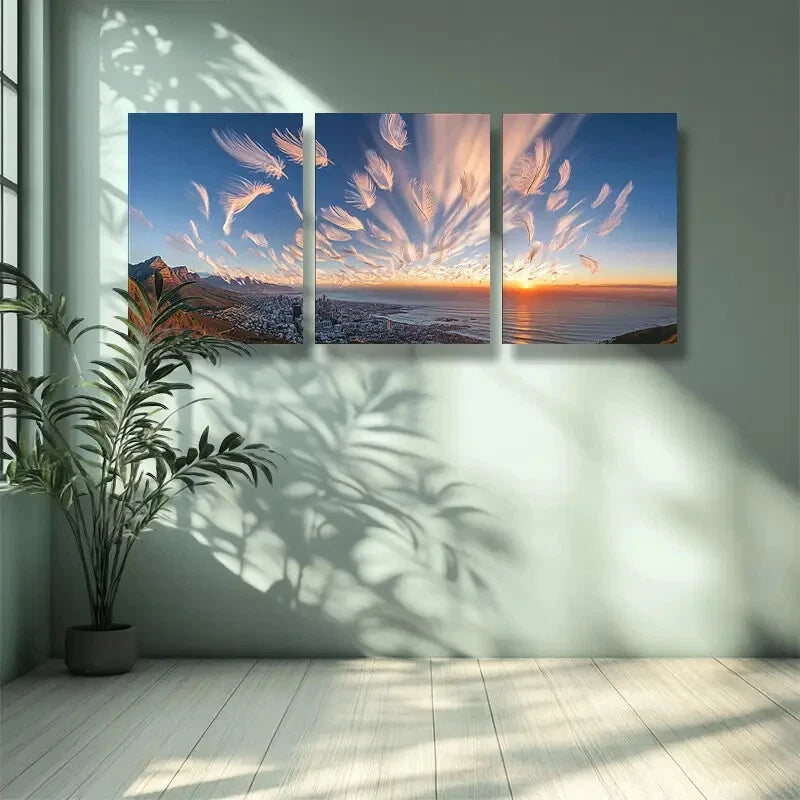 3-Piece Vibrant Sunset in Cape Town Wall Art Set - Framed Canvas Prints 40x60cm (16x24in) - High Quality Australian Made Ready-to-Hang Wall Decor for Living Room, Bedroom & Office